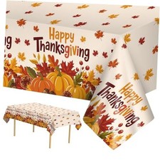 3 Pcs Happy Thanksgiving Tablecloths - Disposable Rectangle Fall Tablecloth,