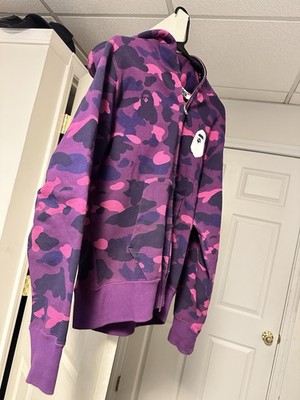 A Bathing Ape Men's Medium Purple Camo Bape Zip-Up Hoodie Sweatshirt