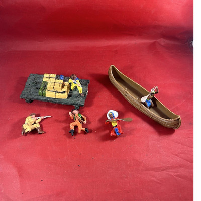 Vintage Britains Deetail Cowboy Western Canoe Figures And Accessories READ 