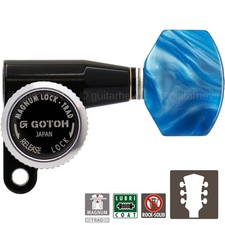 NEW Gotoh SG360-P9 MGT Locking Tuners L3 R3 SMALL Blue Pearl Buttons 3x3 - BLACK