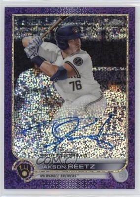2022 Topps Chrome Rookie Purple Speckle Refractor /299 Jakson Reetz Auto RC gb2