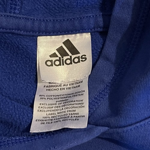 Adidas Hoodie Boys Large Blue Black Pullover Sweatshirt Sweater Youth Athletic - Picture 3 of 8