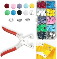 100 Sets Metal Snap Buttons Fastener Pliers DIY Sewing Kit 9.5mm