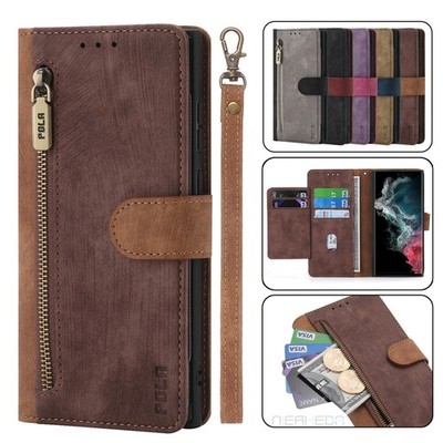 Luxury Anti-Theft Leather Wallet Case for Galaxy S25 S24 Ultra S23 S22 S21