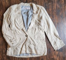 Free People Prep School Linen Blend Blazer, Single Button Jacket, Tan, Womens S