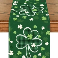 St. Patrick's Day Table Runner Green Shamrock Decoration 13“x72”Inch Spring S...