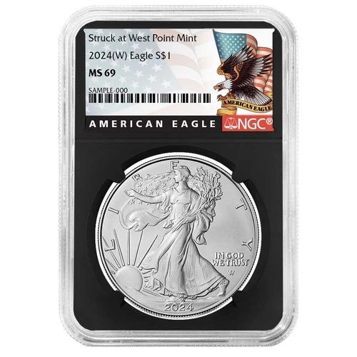 2024 (W) $1 American Silver Eagle NGC MS69 Black Label Retro Core