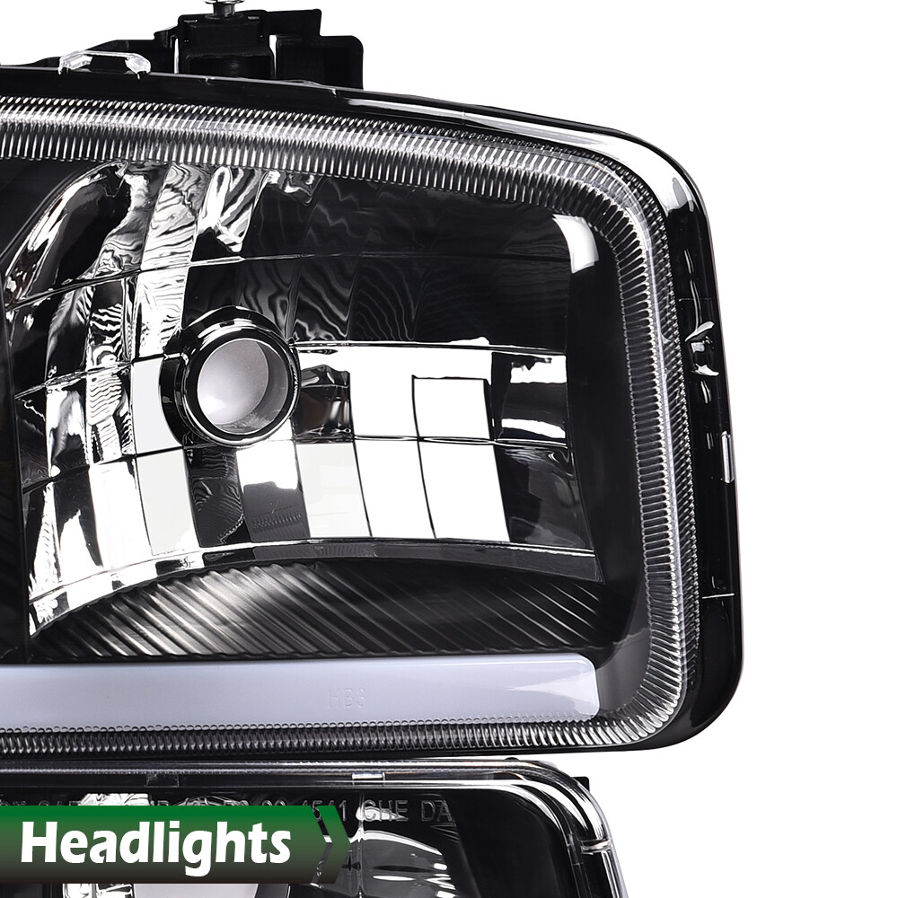 LED DRL Clear Chrome Headlights+Bumper Lamps Fit For 1999-2007 GMC Sierra/Yukon - Foto 8