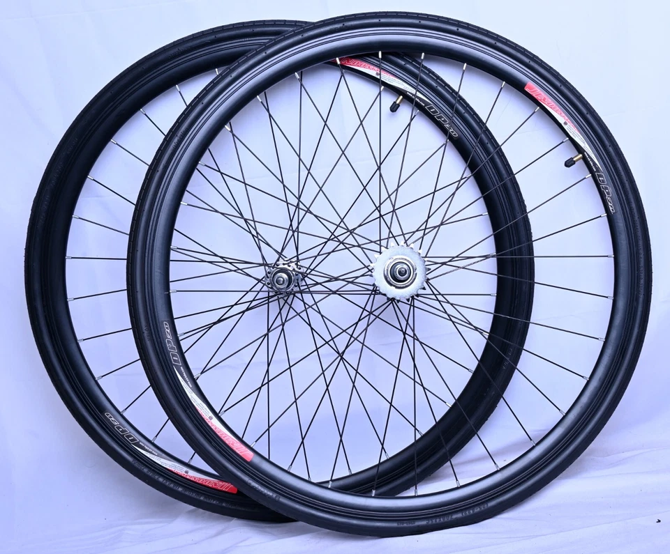 Rueda de bicicleta de engranaje fijo 700C rueda delantera trasera rueda libre con neumático Kenda Foto 4 de 4