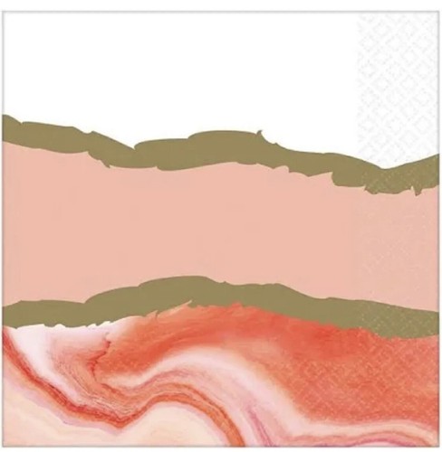 Pantone Living Coral Modern Garden Party Paper Beverage Napkins MARBLE