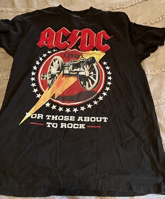 AC/DC For Those About To Rock REASON Black LARGE Shirt Rock & Roll FREE SHIPPING