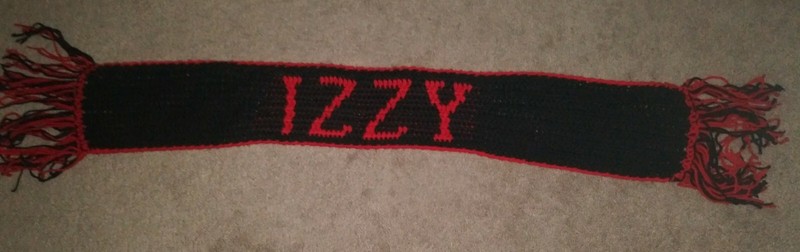 Kid's Scarf Hand Knitted, Homemade Personalized w/ Name "Izzy" * Excellent Shape