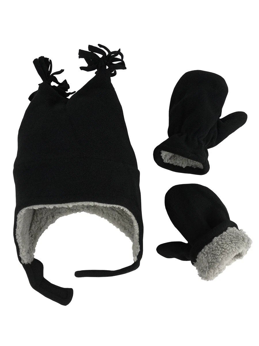 NICE CAPS Little Boys Baby 4 Corner Fleece Hat Mitten Winter Snow
