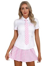 Damen Mädchen Schulmädchen Kostüm Schul Uniform Outfit Halloween Karneval Kostüm