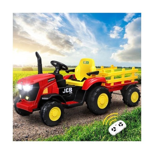 XL Kids Ride On Tractor 12V with Trailer Remote Red - Picture 6 of 6