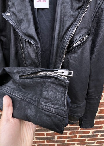 All Saints Mens ISHIDA Leather Biker Jacket Moto Bomber Allsaints XL A463 - Picture 5 of 10