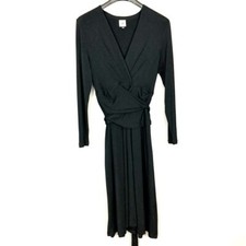 Cabi Dishy Faux Wrap Dress Women’s Size M Hersey Knit Tie Waist Black Style 4262