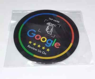 NFC GOOGLE REVIEW 10cm selbstklebend Theke Tisch Scheibe schwarz Shop Cafe Bar Business
