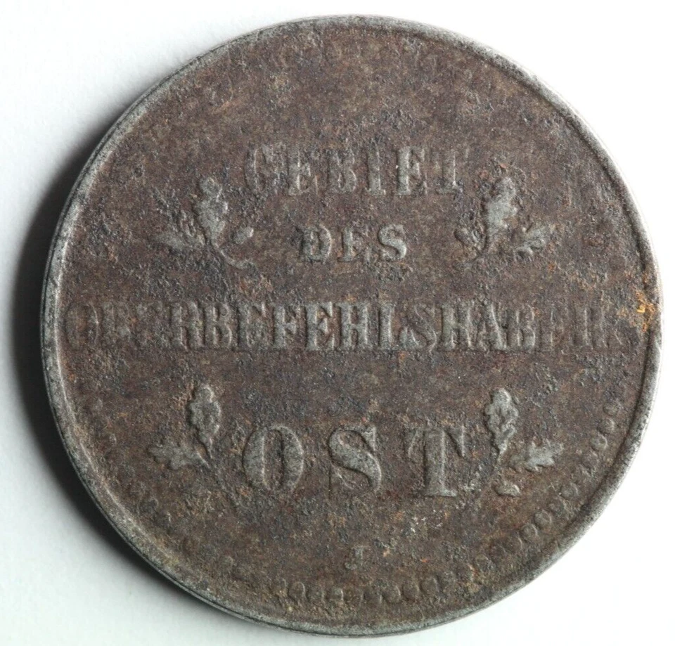 WWI Germany Occupation Latvia Estonia Lithuania Coin 2 Kopeks 1916 OST M1381 - Image 2 of 2