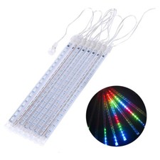 Guirnalda LED solar de carámbanos 144 luces para Navidad y decoración 2,4 m