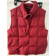 L.L.Bean Red Quilted Down Puffer Vest Outdoor Winter Warm Sleeveless Jacket