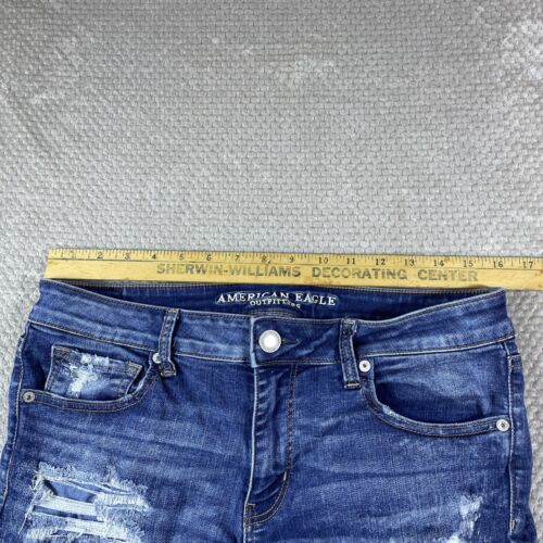 American Eagle Women Shorts 12 Distressed Midi Cut Off Jorts Mid Rise Stretch - Picture 3 of 18