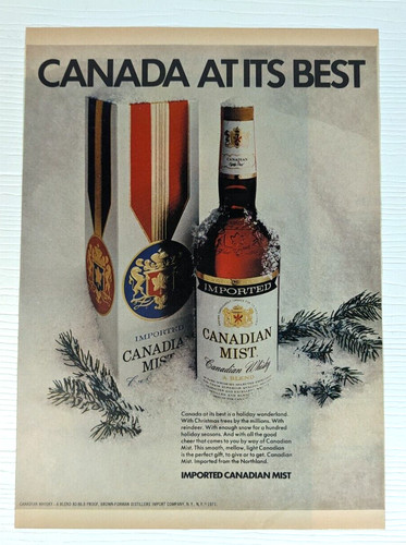 vintage 1971 Canada Mist christmas winter PRINT AD