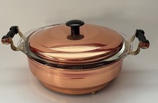 Coppercraft Casserole Dish W/Lid + Pyrex 1.5Qt Glass Dish Ovenware USA EXCELLENT