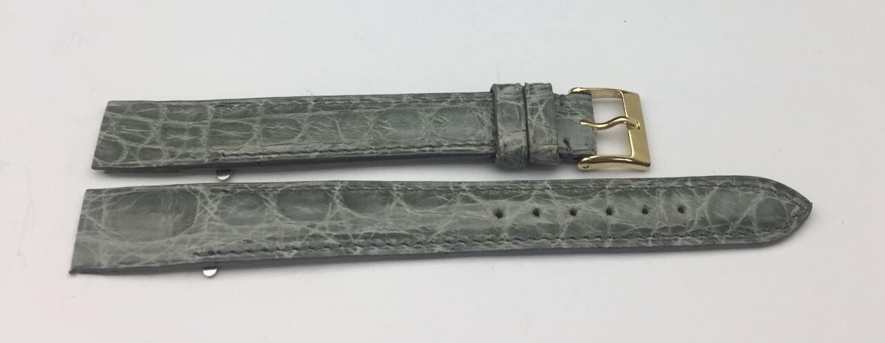 Bracelet crocodile gris Camille Fournet 14mm griffe cannelée luxe