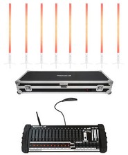 Rockville 8x ROCK SABER Battery DJ Tube Lights Charge Case Wireless DMX Control