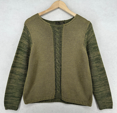 CAL FASHION Sweater Womens L Chunky Knit Cable Lagenlook Pullover