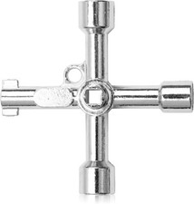 5-in-1 Utility Key Zinc Alloy Service Cross Key for Gas Meter Radiator Box