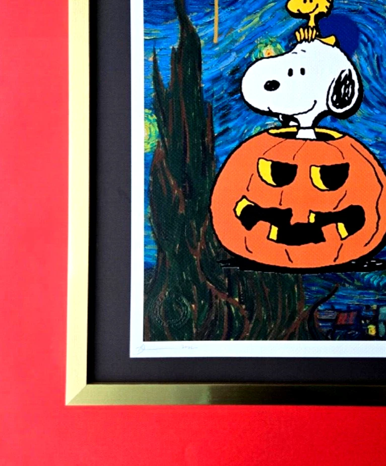 Arte Pop Death NYC Grande Enmarcado 16x20 pulgadas Firmado a Mano SNOOPY HALLOWEEN CERTIFICADO DE AUTENTICIDAD #8 Foto 3 de 4