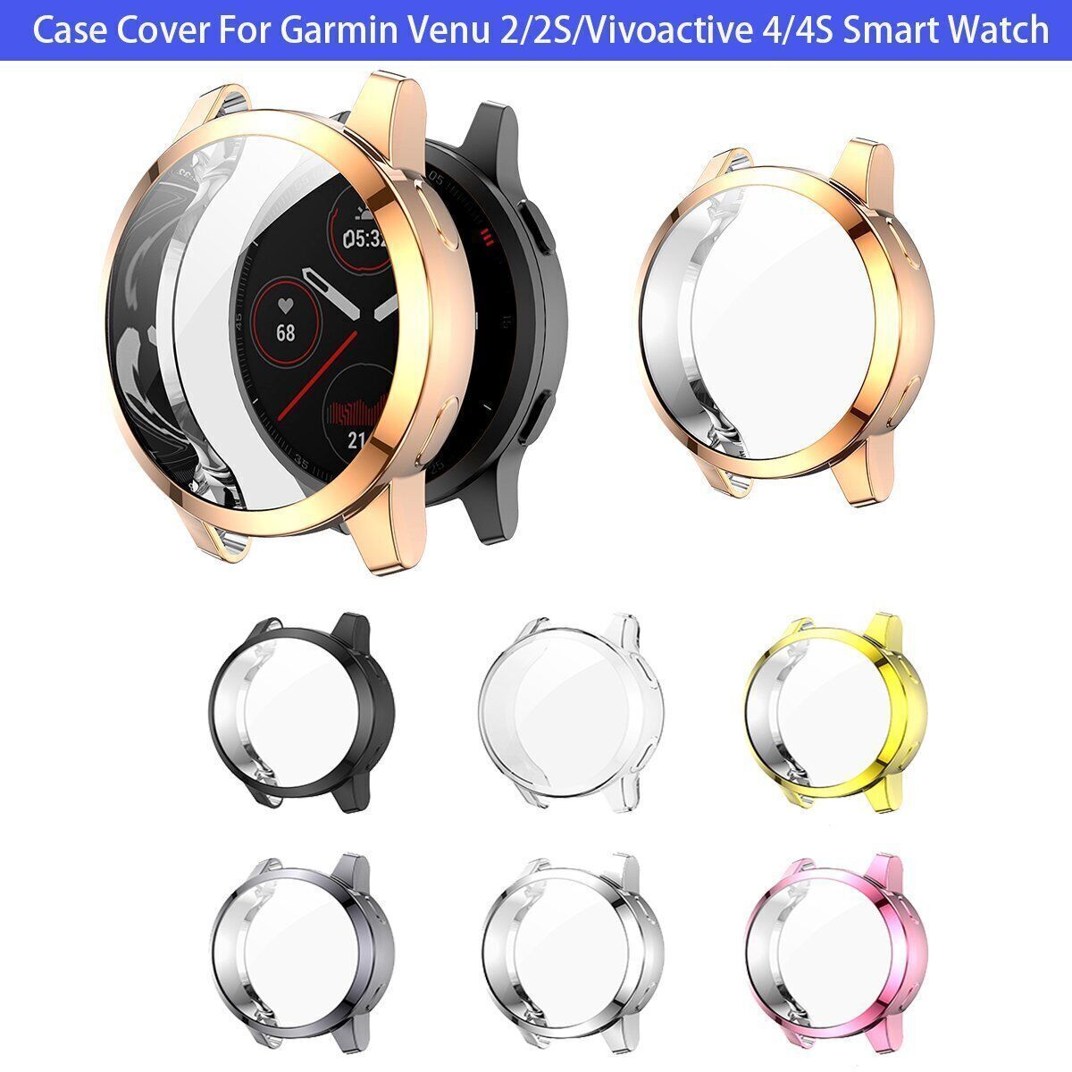 Soft TPU Silicone Case Cover For Garmin Venu 2/2S/Vivoactive 4/4S