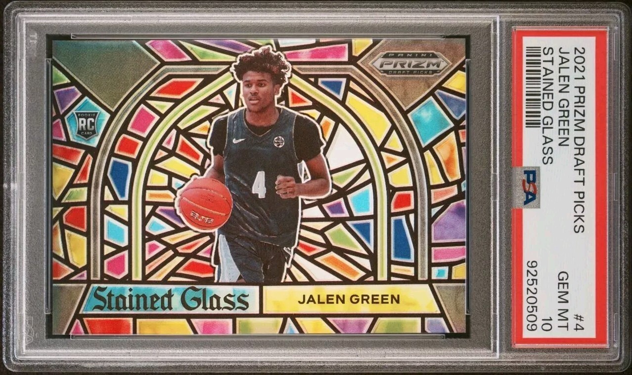 2021-22 Panini Prizm Draft Picks Jalen Green RC #4 Stained Glass SSP PSA 10
