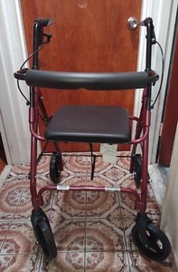 LUMEX Burgundy Black Good Lightweight Never Used 4 Wheels Seat Walker