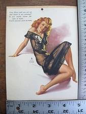 Vintage Earl Moran Pin Up Art Sexy Woman 1940's 6 1/4" by 4 3/4" B&B Original