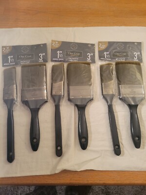 NEW Paintbrush Set One-Coat 2Pc- 1-1/2'' Angled 3'' Trim 100% Polyester all paints