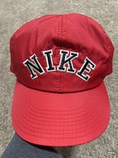 VTG Nike Hat Adult Red Snapback Nylon Embroidered Letters 90s Made in Taiwan