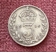 1916 Silver Threepenny  Piece.  Collectors Item.