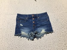 American Eagle Shorts Womens 6 Blue Med. Wash Distressed Ripped