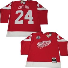 2001-2002 Chris Chelios #24 Detroit Red Wings Mens L Mitchell & Ness Jersey $225