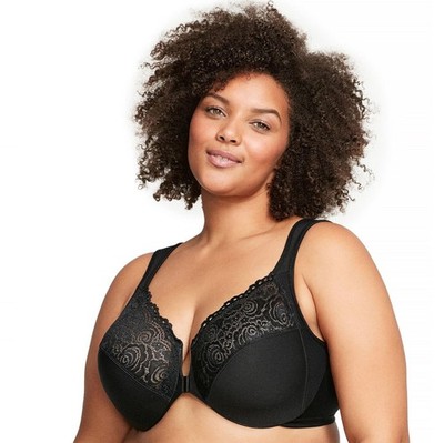 Glamorise Women's Black Full-Figure Wonderwire Front Close Bra 1245 Size 40DD