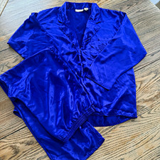 Vtg Victorias Secret Womens Gold Label Royal purple pajama set size Large
