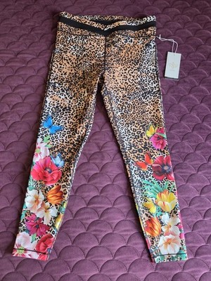 NWT Johnny Was Active Sandra Criss Cross Cheetah Floral Multicolor Legging Large