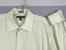 Banana Republic Dress Shirt Mens Large 16-16.5 Muted Green Fitted Woven Italy
