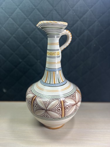 ALAERA S.TIMONEDA 14” Tall Vase Beige Floral Pattern