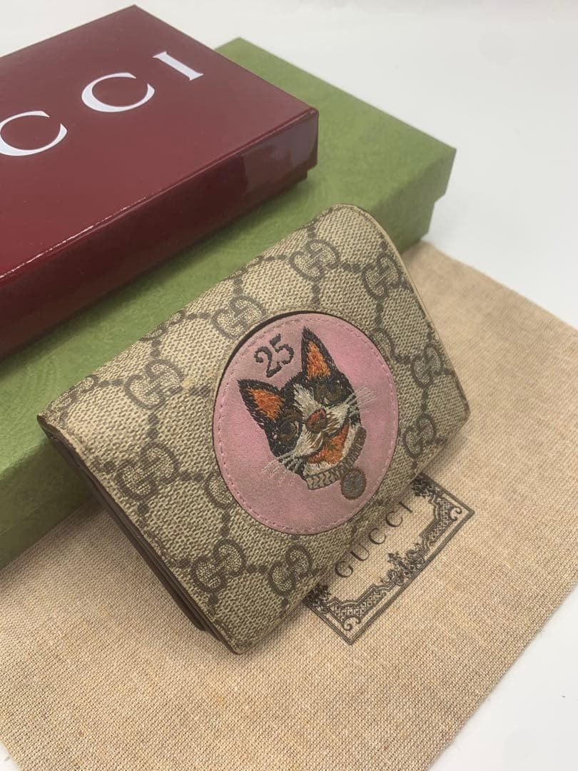 GUCCI ミスティックキャット ウォレット Gucci Mystic Cat Bifold Wallet Leather Gold Men's | eBay