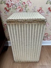 Vintage Lloyd Loom Wicker Linen Laundry Basket
