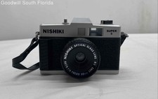 Nishiki Super II Black Silver 35mm Auto Fixed Focus Film Camera Not Tested